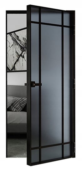 Drzwi Szklane Aluminiowe Loftowe Slim Komplet Ościeżnica Stała i Klamka ...