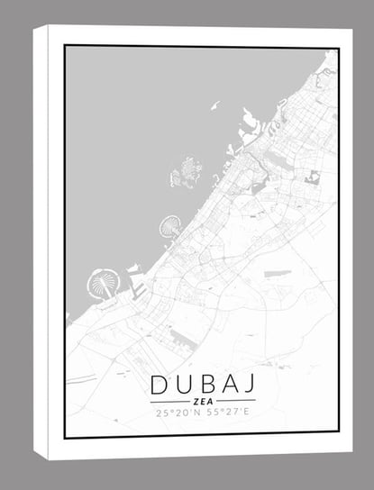 Dubaj mapa czarno biała - obraz na płótnie 40x60 cm Inna marka