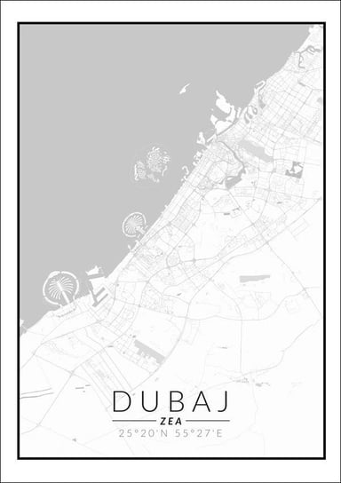 Dubaj mapa czarno biała - plakat 61x91,5 cm Galeria Plakatu