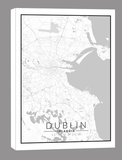 Dublin mapa czarno biała - obraz na płótnie 20x30 cm Inna marka