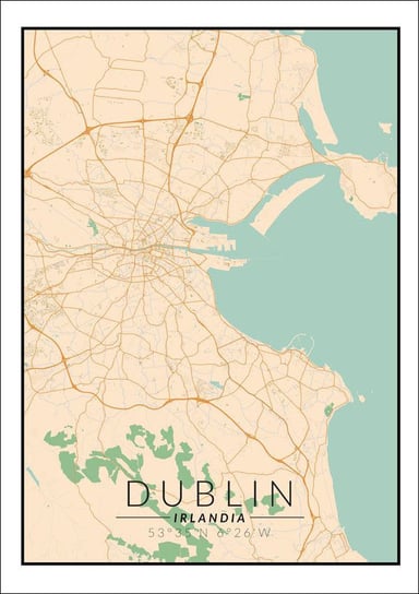 Dublin mapa kolorowa - plakat 70x100 cm Galeria Plakatu