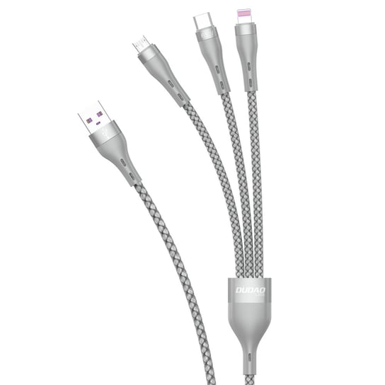 Dudao 3w1 kabel USB - Lightning / microUSB/ USB Typ C 65W 1,2m szary (L20X) Dudao