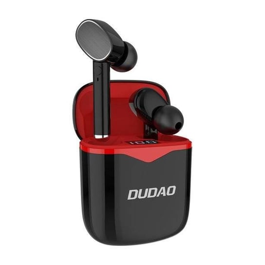 Dudao dokanałowe bezprzewodowe słuchawki Bluetooth 5.0 TWS czarno-czerwony(U12 black-red) Dudao