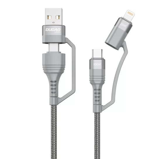 Dudao kabel przewód 4w1 USB Typ C PD / USB - USB Typ C Power Delivery (100W) / Lightning (20W) 1m szary (L20XS) Dudao