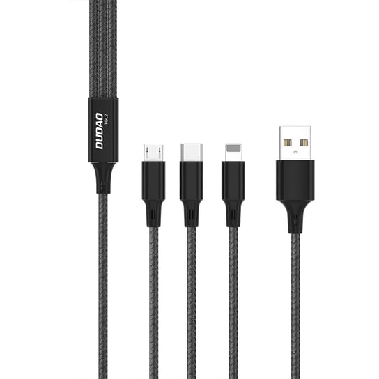 Dudao kabel przewód USB 3w1 do ładowania USB-A - USB Typ C / micro USB / Lightning 6A 1,2m czarny (TGL2) Dudao