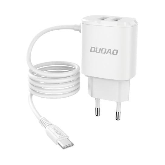 Dudao ładowarka sieciowa 2x USB z wbudowanym kablem USB Typ C 12 W biały (A2ProT white) Dudao