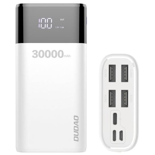 Dudao power bank 4x USB 30000mAh z wyświetlaczem LCD 4A biały (K8Max white) Dudao