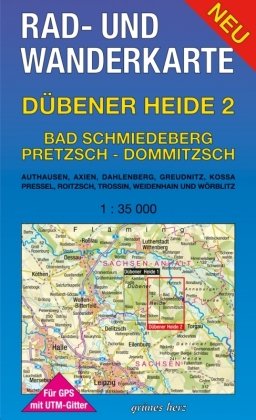 Dübener Heide 02. Bad Schmiedeberg, Pretzsch, Dommitzsch 1 : 30 000 Rad- und Wanderkarte Grunes Herz Verlag, Verlag Grnes Herz Lutz Gebhardt&Shne Gmbh&Co. Kg