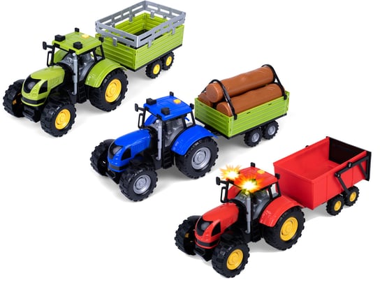 Dumel, traktor z przyczepą, mix kolorów Dumel