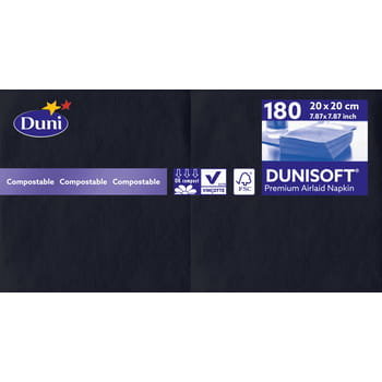 Duni Serwetki Dunisoft 20X20cm Czarny 180 szt. Duni
