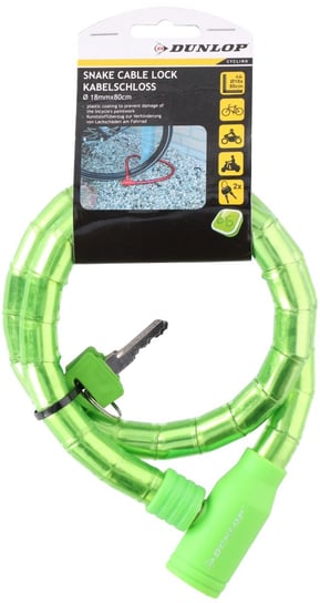 Dunlop, Zapięcie Rowerowe Spiralne Na Klucz 18 mm x 80 cm , Zielony Dunlop