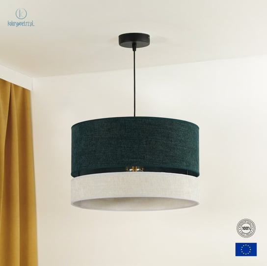 DUOLLA - nowoczesna lampa wisząca z abażurem DOUBLE, 40x25 cm ciemna zieleń/ecru Duolla