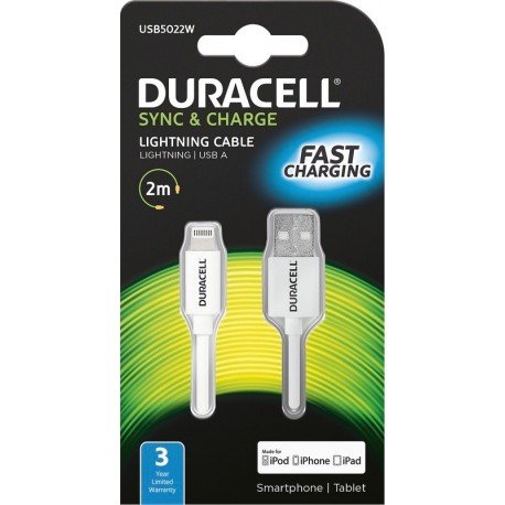 Duracell Kabel USB-a / Apple Lighting 2m biały Duracell