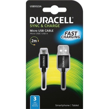Duracell Kabel USB-A / micro USB 2m czarny Duracell