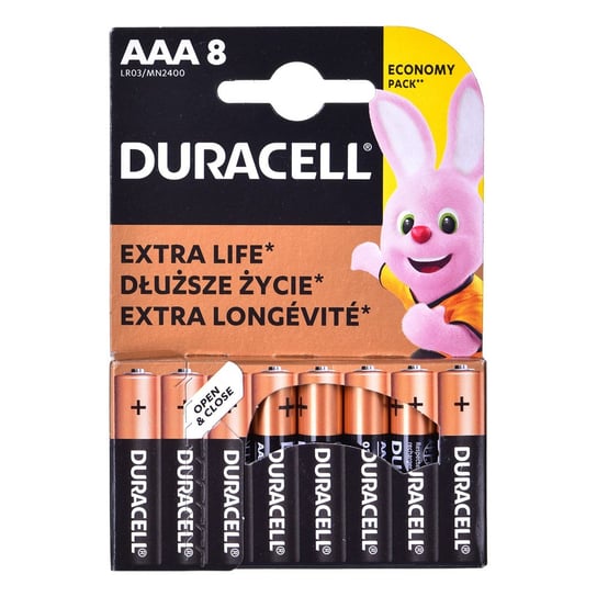 Duracell, Zestaw baterii alkaliczne, 8 sztuk Duracell