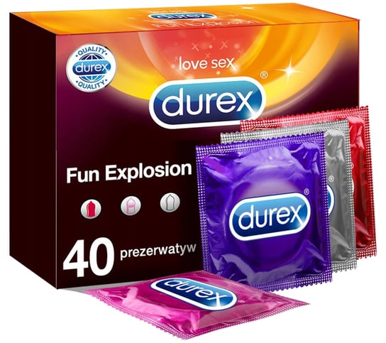 Durex Durex prezerwatywy Fun Explosion mix zestaw, Wyrób medyczny, 40 szt Durex