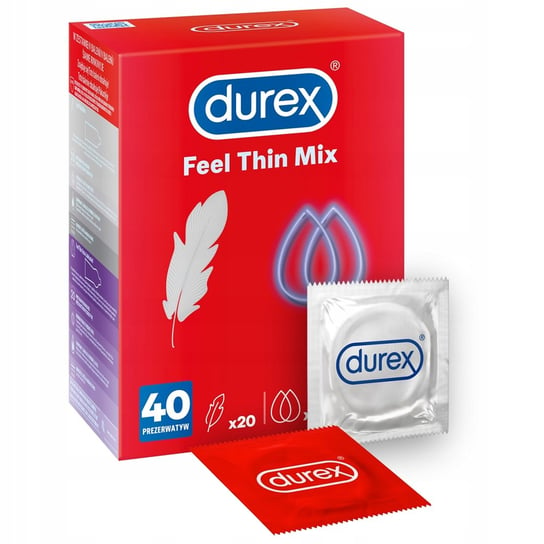 Durex, Feel Thin Mix, Prezerwatywy Cienkie, Wyrób medyczny, 40 Szt Durex