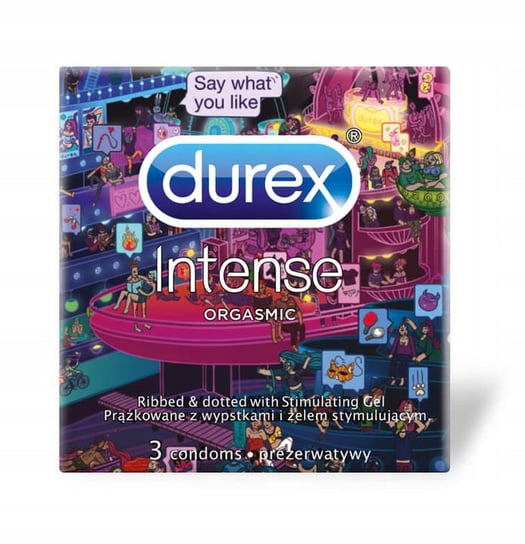Durex Intense EMOJI prezerwatywy stymulujące, Wyrób medyczny, (3 szt.) Durex