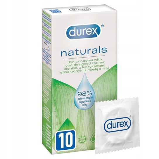 Durex Naturals Prezerwatywy cienkie, Wyrób medyczny, (10 szt.) Durex