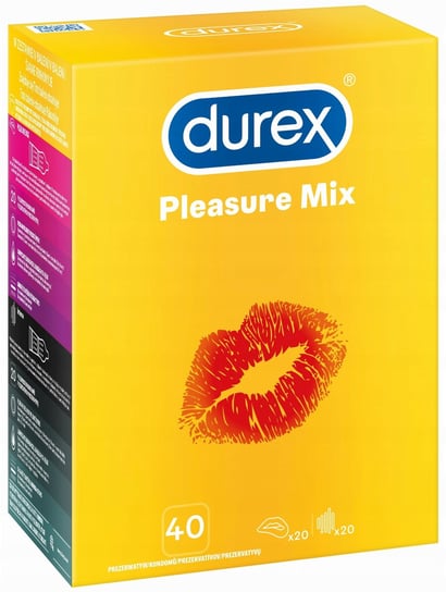 Durex Pleasure Mix, Stymulujące 2 Rodzaje, Wyrób medyczny, 40 Szt. Durex