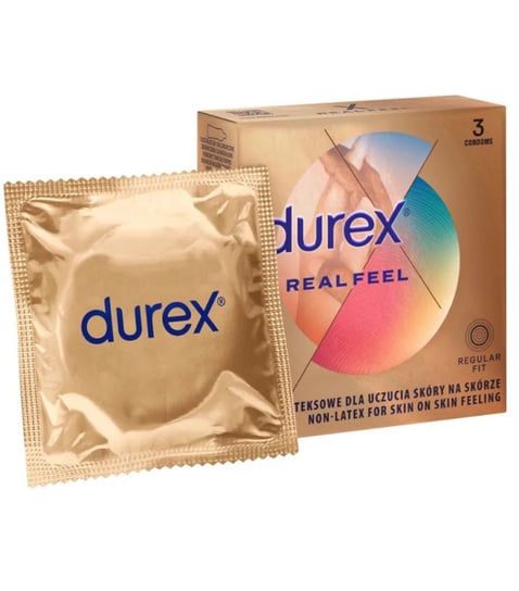 Durex, prezerwatywy bez lateksu Real Feel,Wyrób medyczny, 3 szt. Durex