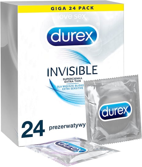Durex, prezerwatywy dla większej bliskości Invisible, Wyrób medyczny, 24 szt. Durex