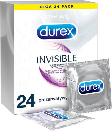 Durex, prezerwatywy dodatkowo nawilżane Invisible, Wyrób medyczny, 24 szt. Durex