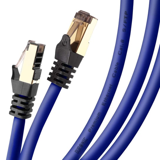 Duronic CAT8 BE 1,5 m Kabel sieciowy S/FTP niebieski transmisja 40GB skrętka LAN pachcord Duronic