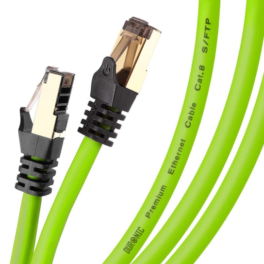 Duronic CAT8 GN 1,5m Kabel sieciowy Ethernet zielony transmisja 40GB skrętka S/FTP pachcord Duronic