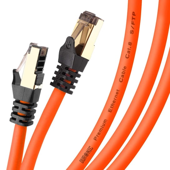 Duronic CAT8 OE 1,5m Kabel sieciowy LAN pomarańczowy Ethernet transmisja 40GB skrętka pachcord S/FTP Duronic