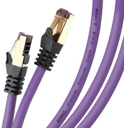 Duronic CAT8 PE 1,5m Kabel sieciowy S/FTP fioletowy LAN transmisja 40GB skrętka pachcord Ethernet Duronic