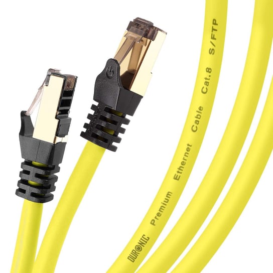 Duronic CAT8 YW 0,5m Kabel sieciowy RJ45 żółty kat. 8 długość 0,5 m | Ethernet typ S/FTP do transmisji danych prędkość 40GB /s | skrętka LAN | pachcord | kabel do podłączenia internetu | różne kolory Duronic