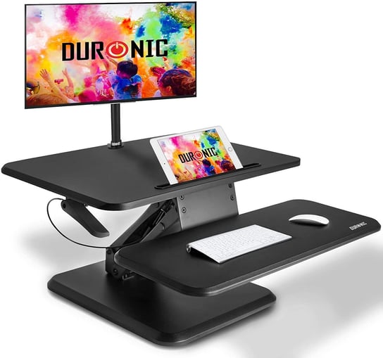 Duronic DM05D12 Podnośnik praca siedząca - stojąca | uchwyt na monitor i klawiaturę |biurko do pracy na stojąco | podnośnik do komputera | stacja robocza | podstawka Duronic