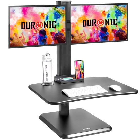 Duronic DM05D15 Podnośnik praca siedząca - stojąca | uchwyt dwóch monitorów i klawiatury | biurko do pracy na stojąco | stacja robocza Duronic