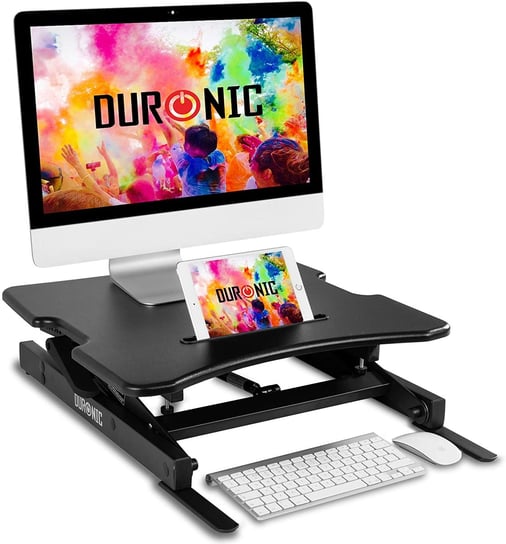 Duronic DM05D18 Nakładka biurko stojąco - siedzące | uchwyt na monitor i klawiaturę | biurko do pracy na stojąco | podnośnik do komputera | stacja robocza | podstawka Duronic
