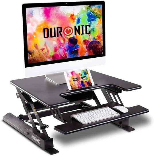 Duronic DM05D19 Nakładka biurko stojąco - siedzące  | biurko do pracy na stojąco | podnośnik do komputera | stacja robocza | podstawka Duronic