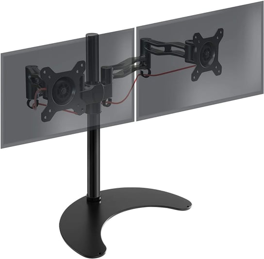 Duronic DM35D2 Uchwyt biurkowy do dwóch monitorów | VESA 75 VESA 100 | harmonijkowy | wieszak ramię | maks. 8 kg | na 2 monitory | stojak | regulacja monitora | czarny Duronic