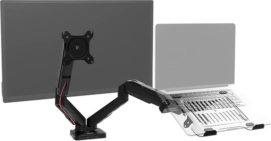 Duronic DMDCL1X1 Uchwyt monitor i laptop 2x 6,5 kg gazowy do 6,5 kg, VESA 75 lub VESA 100,  uchwyt do laptopa, podstawka do laptopa i monitora, regulacja monitora,  13-24 cali Duronic