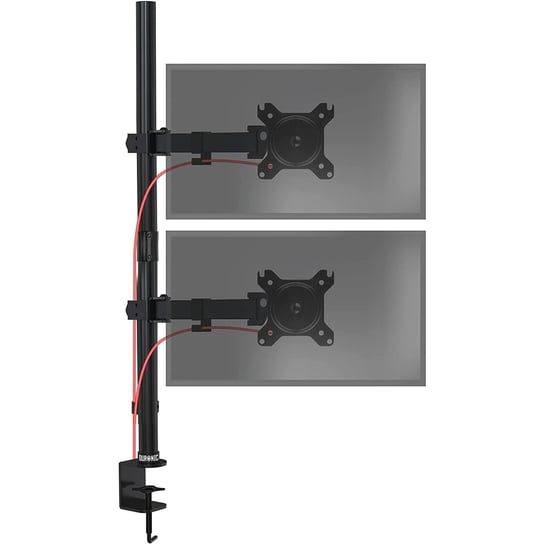 Duronic DMT152VX1 Uchwyt na dwa monitory pionowo 2 x 8kg | monitory 13-32 cale długi słupek 100 cm | do monitorów ultrawide | regulacja kąta +90°/-35° Duronic