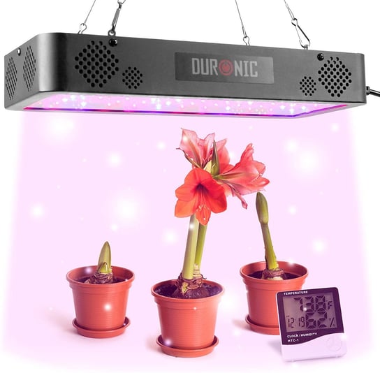 Duronic GLH90 Lampa LED dla roślin panel led podwieszany 900W światło czerwone i niebieskie regulacja wysokości cyfrowy higrometr Duronic