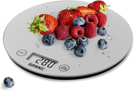 Duronic KS1055 Elektroniczna waga kuchenna płaska | 5 kg | srebrna | cyfrowy wyświetlacz | okrągła Duronic
