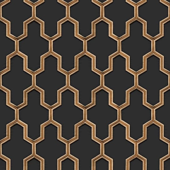 DUTCH WALLCOVERINGS Tapeta Geometric, czarno-złota Dutch Wallcoverings