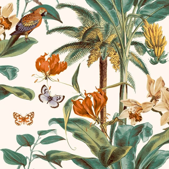 DUTCH WALLCOVERINGS Tapeta w tropikalne palmy, zielono-pomarańczowa Dutch Wallcoverings