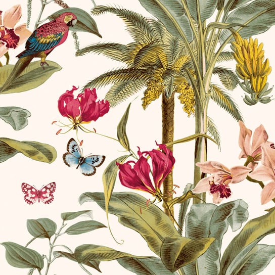 DUTCH WALLCOVERINGS Tapeta we wzór palm tropikalnych, zielono-różowa Dutch Wallcoverings
