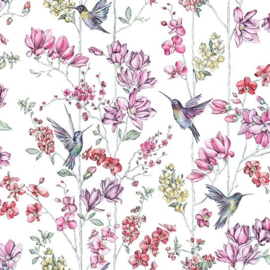 DUTCH WALLCOVERINGS Tapeta z motywem kolibrów, różowa Dutch Wallcoverings