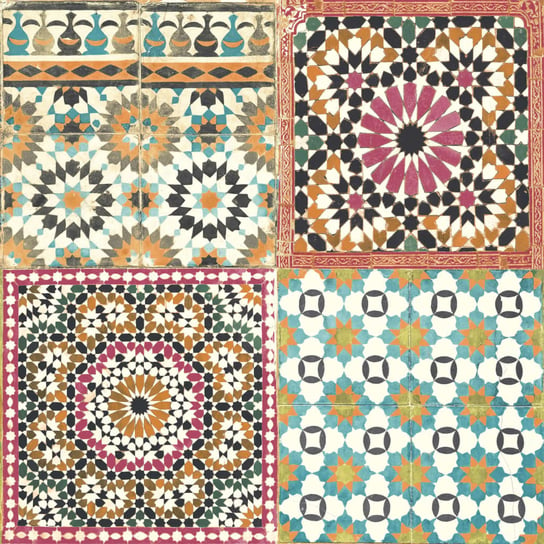 DUTCH WALLCOVERINGS Tapeta z motywem marokańskich płytek, kolorowa Dutch Wallcoverings