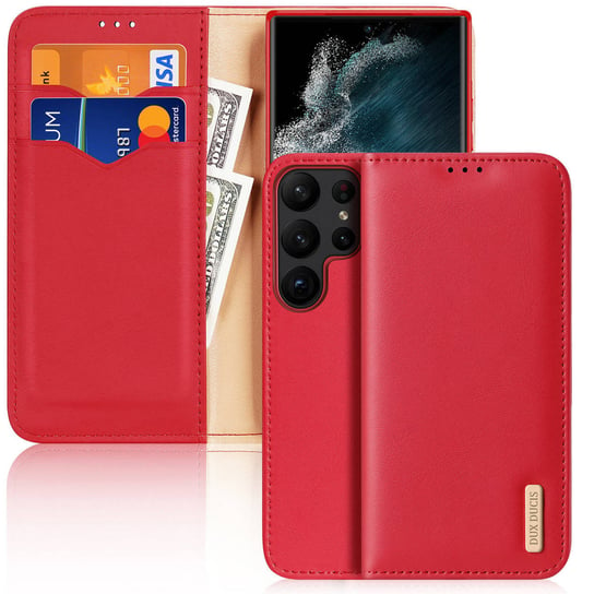 Dux Ducis Hivo etui Samsung Galaxy S23 Ultra pokrowiec z klapką portfel podstawka blokada RFID czerwone Dux Ducis
