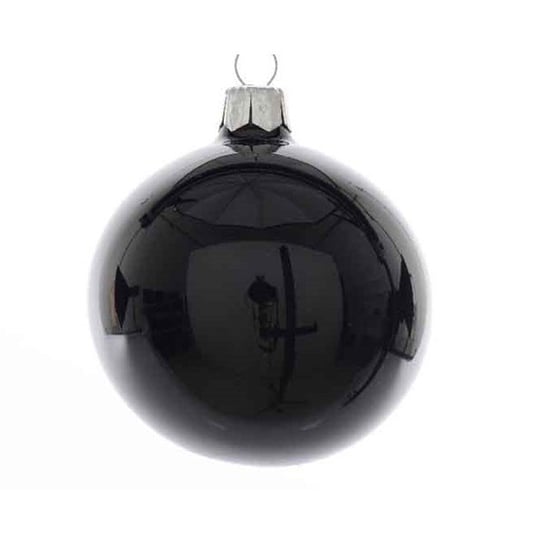 Duża bombka szklana połyskowa 15cm klasyczna na choinkę czarny Kaemingk