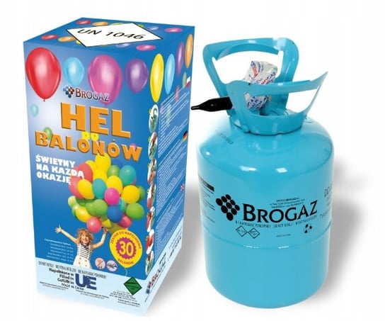 Duża butla z helem do pompowania balonów na 30 szt 0.25m3 helu Brogaz