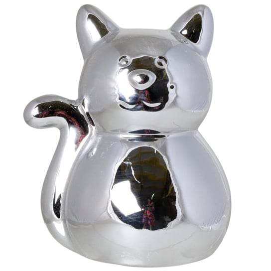 Duża, ceramiczna skarbonka - srebrny kot Mi 16 cm Duwen